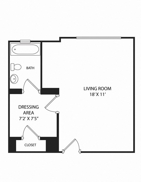 Westmoreland Nano 370 Floor Plan with 370 Sq. Ft. at 275 on the Park, St. Louis, Missouri